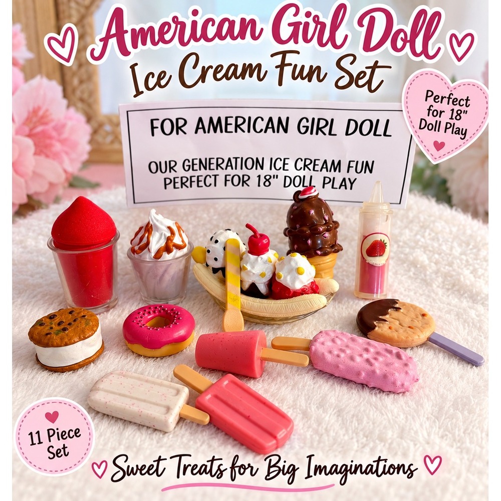 Our Generation Ice Cream Fun Set 11pc Accessories for 18 inch American Girl Doll